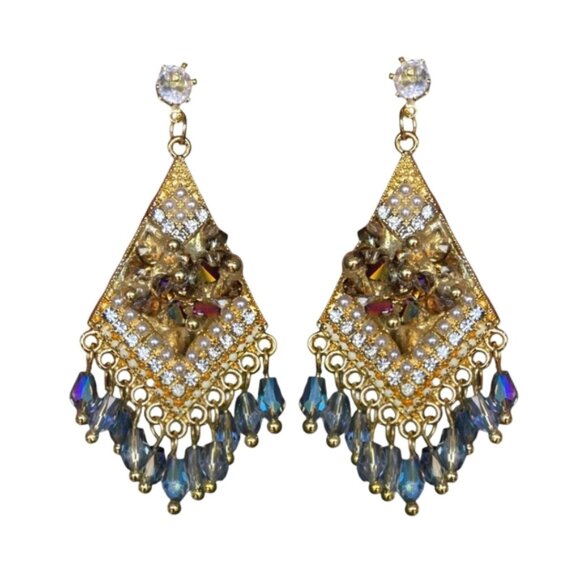 Crystal Cz Boho Earrings Y2K Vintage Retro Drop Jewelry Boheme - Picture 1 of 1